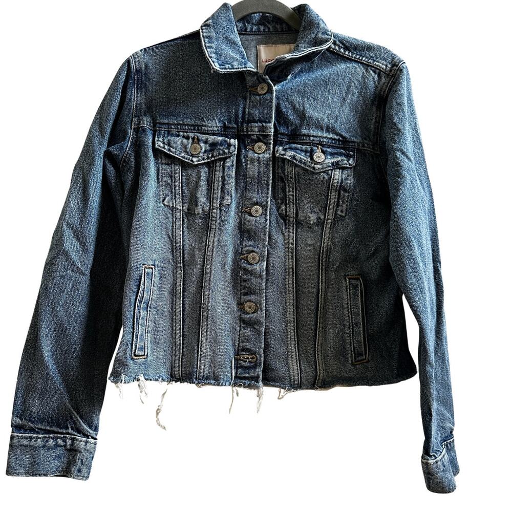 Lucky Brand Distressed Raw Hem Denim Jacket Medium